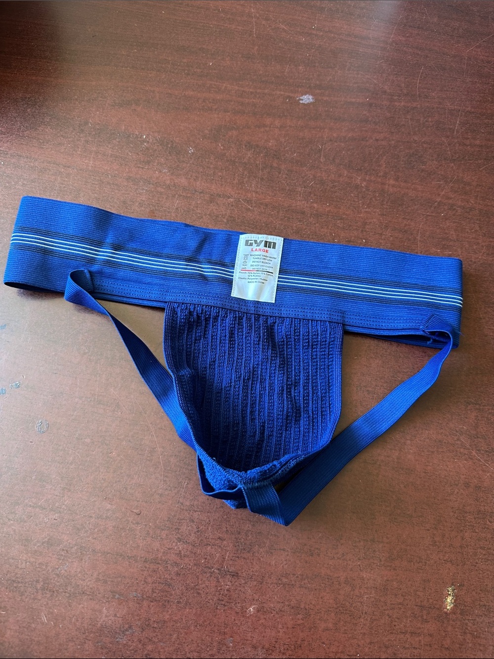 Classic Blue Ribbed Athletic Jockstrap - Large